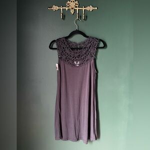 Sleeveless Crochet Yoke Dress